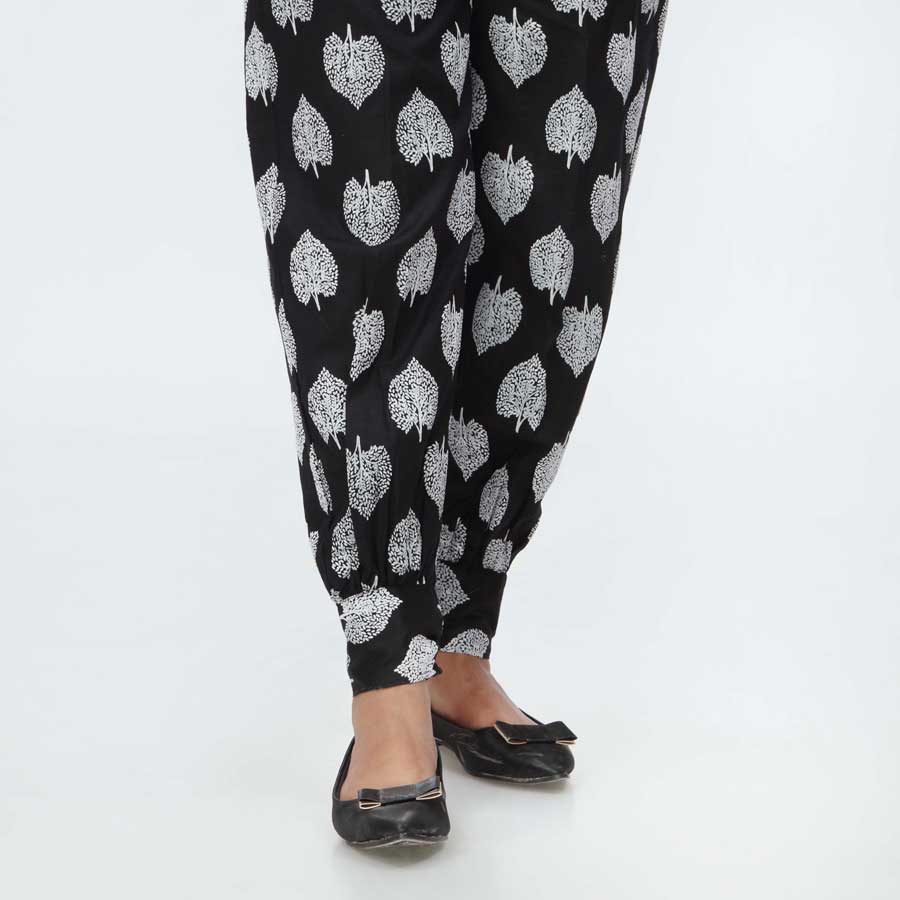 Black Puff Printed Cambric Trouser PW3685