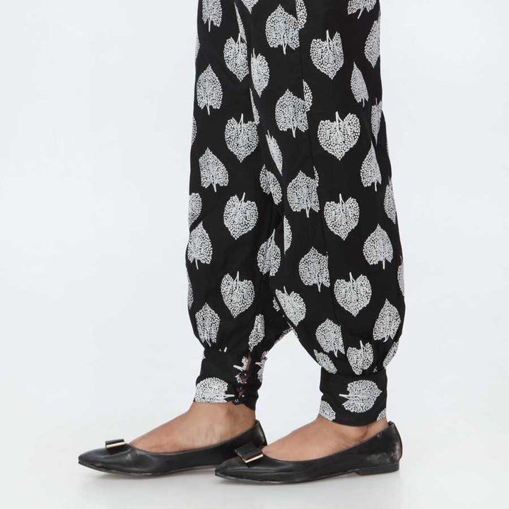 Black Puff Printed Cambric Trouser PW3685