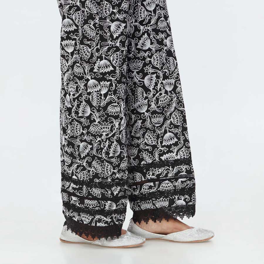 Black Puff Printed Cambric Trouser PW3687