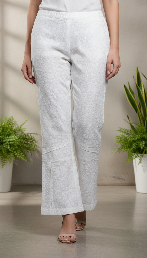 White Embellished Cambric Trouser PW3688