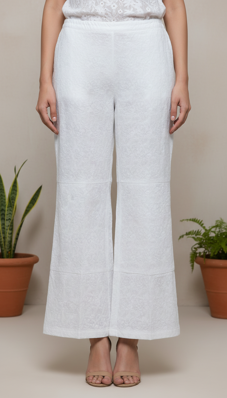 White Embellished Cambric Trouser PW3690