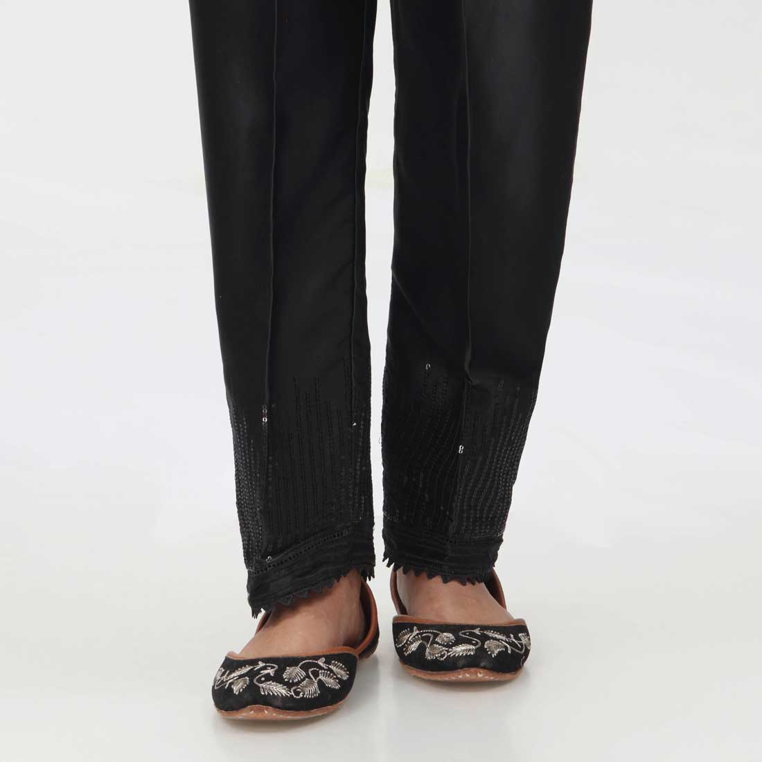 Black Embroidered Shamoz Silk Trouser PW3693
