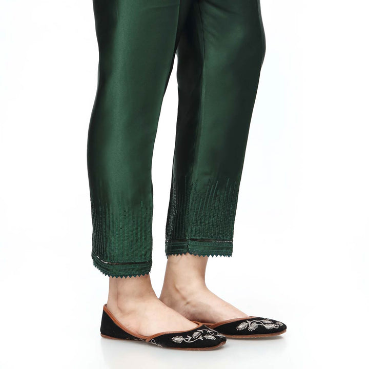 Green Embroidered Shamoze Silk Trouser PW3693