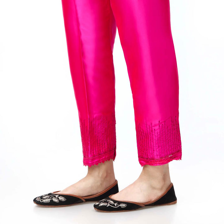 Pink Embroidered Shamoze Silk Trouser PW3693