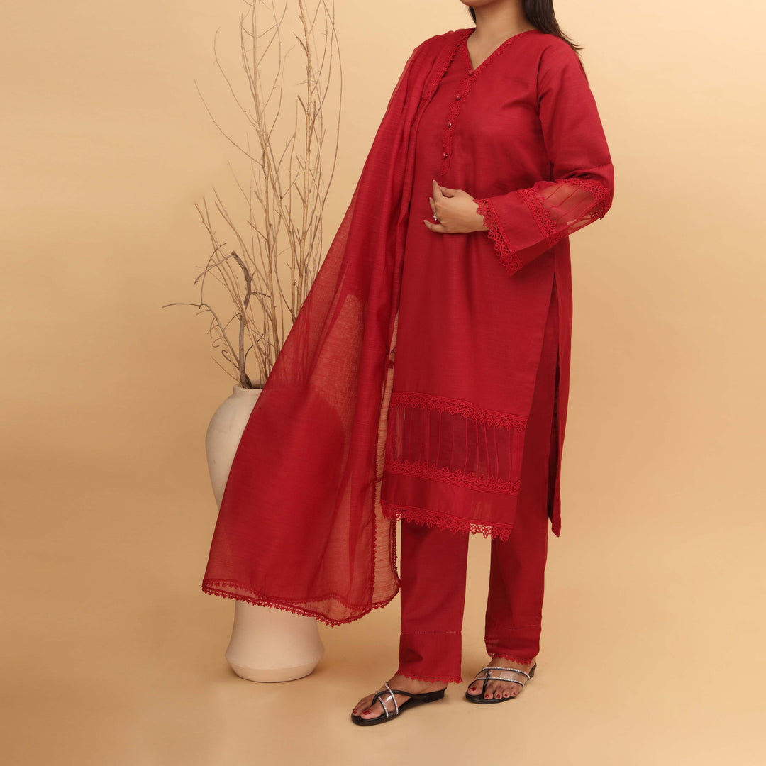 3PC- Embellished Khaddar Suit PW4042