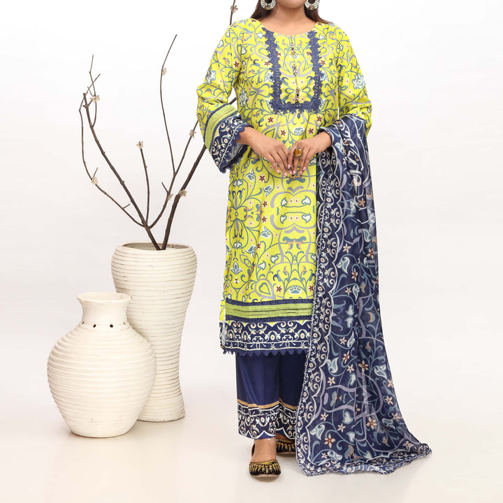 3PC- Grip Silk Printed Suit PW4085