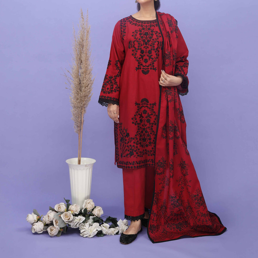 3PC- Embellished Khaddar Suit PW4106