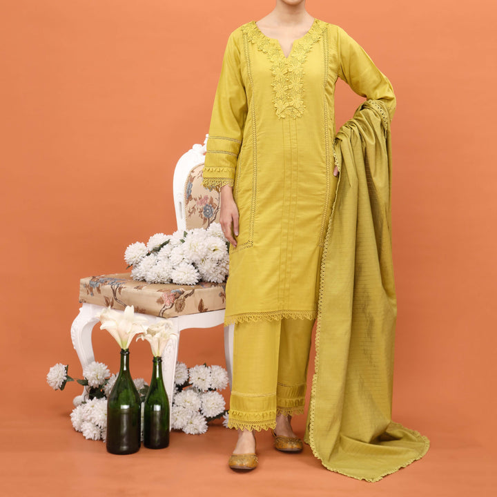 3PC- Embellished Khaddar Suit PW4109