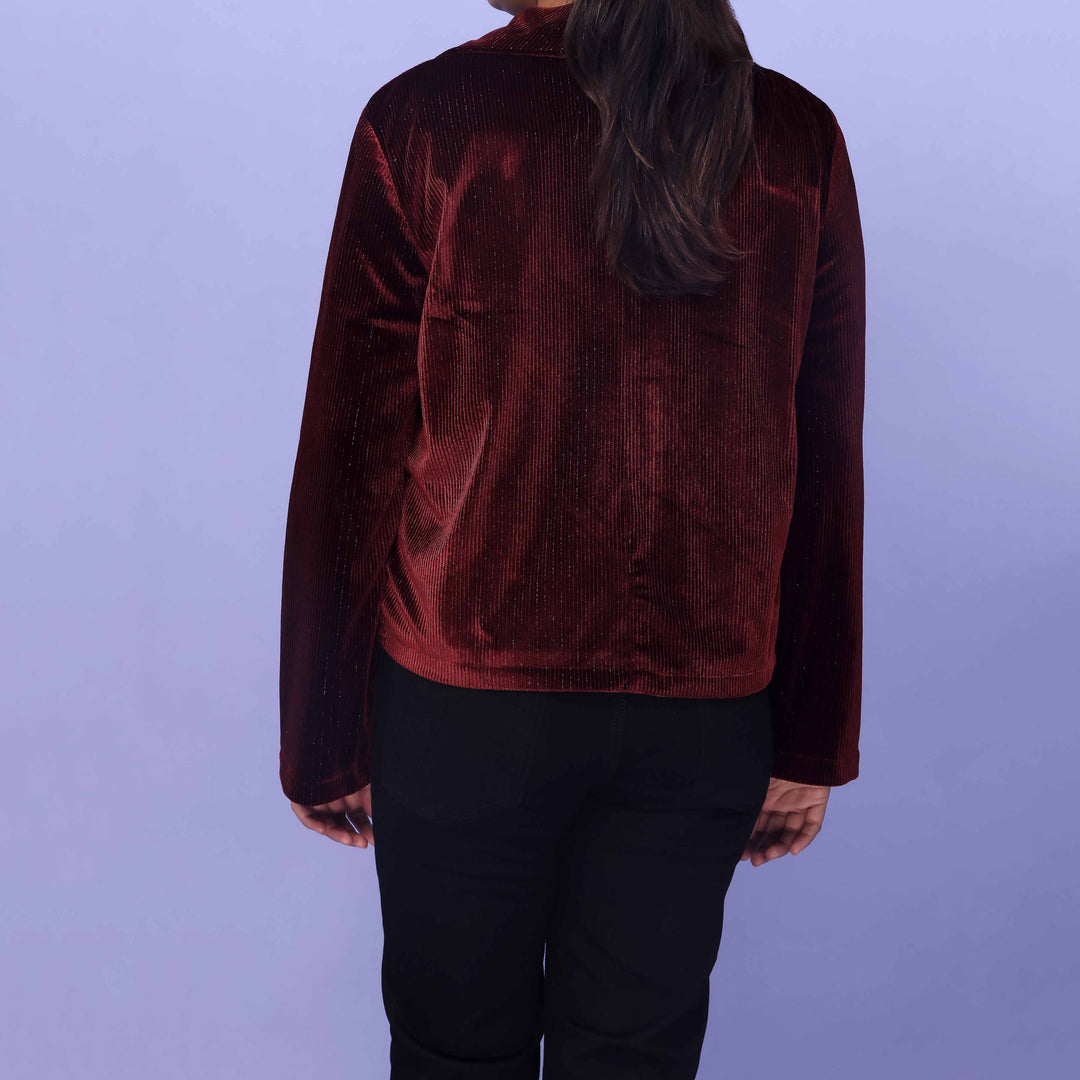 Maroon Velvet Thread Winter Sweater PW4274