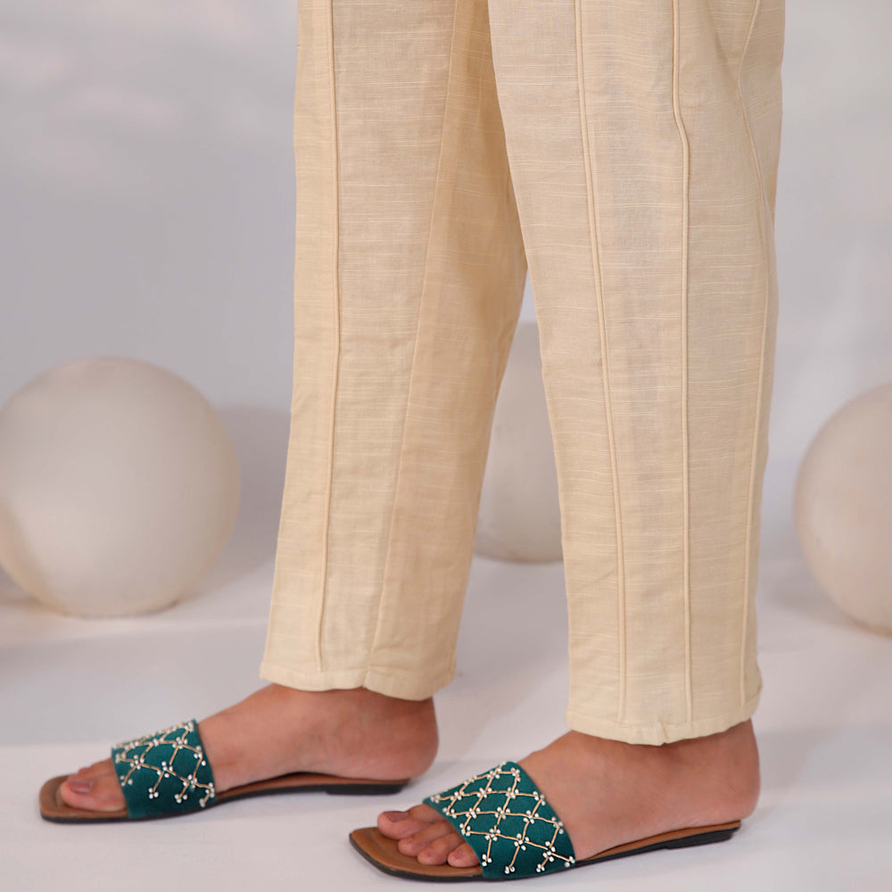 Beige Plain Khaddar Trouser PW4502