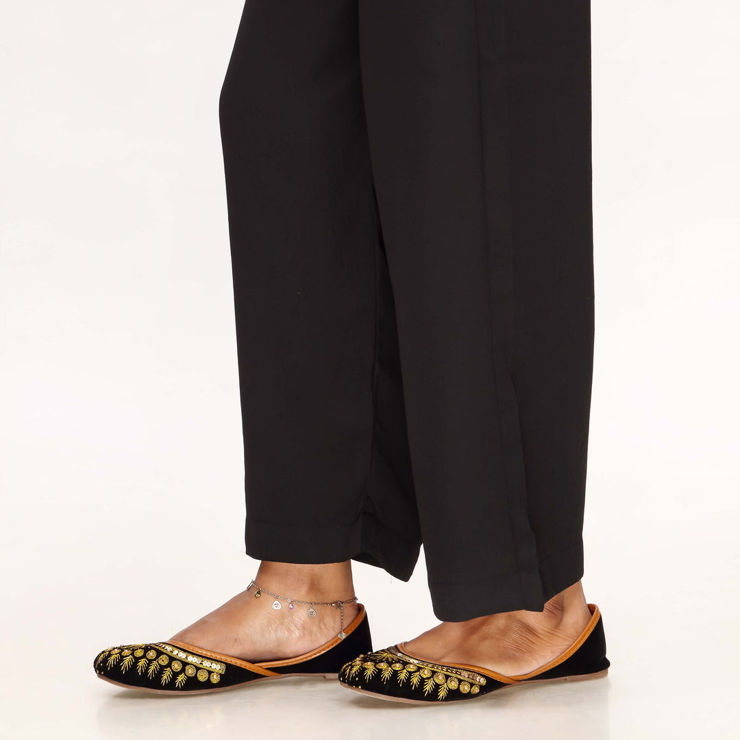 Black Straight Fit Khaddar Embellished Trouser PW4524