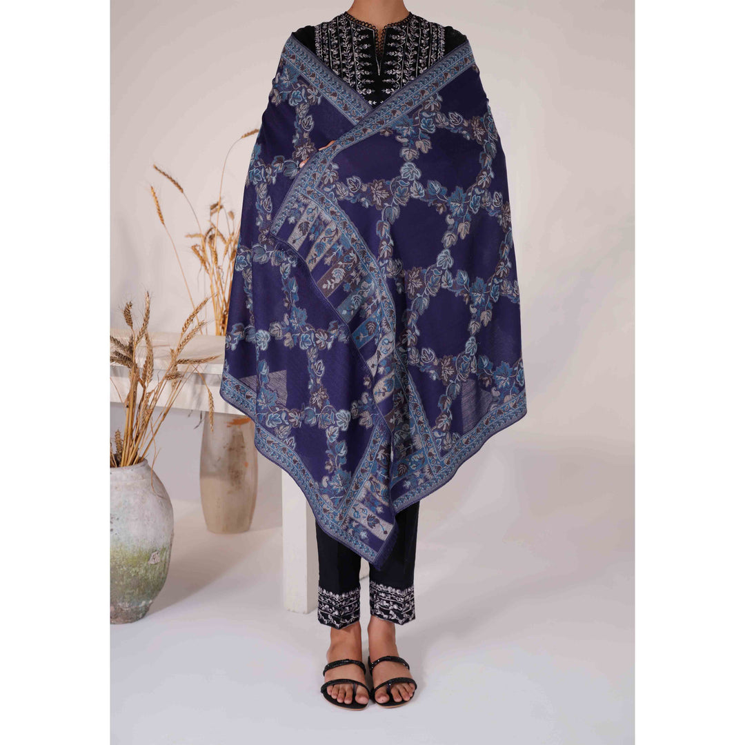 Navy Winter Acrylic Stole PW4701