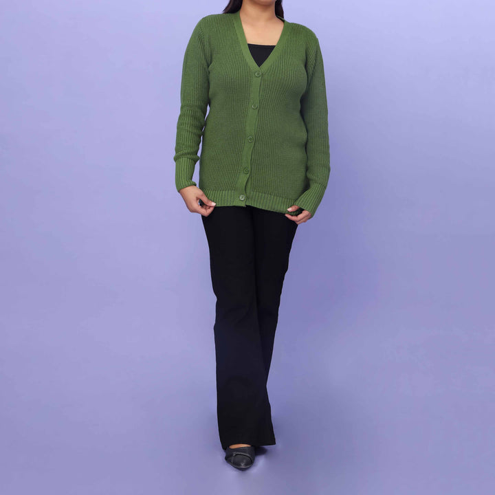 Green Cotton Thread Winter Sweater PW4821