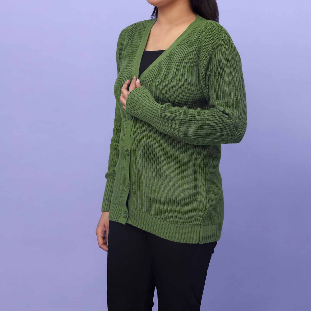 Green Cotton Thread Winter Sweater PW4821