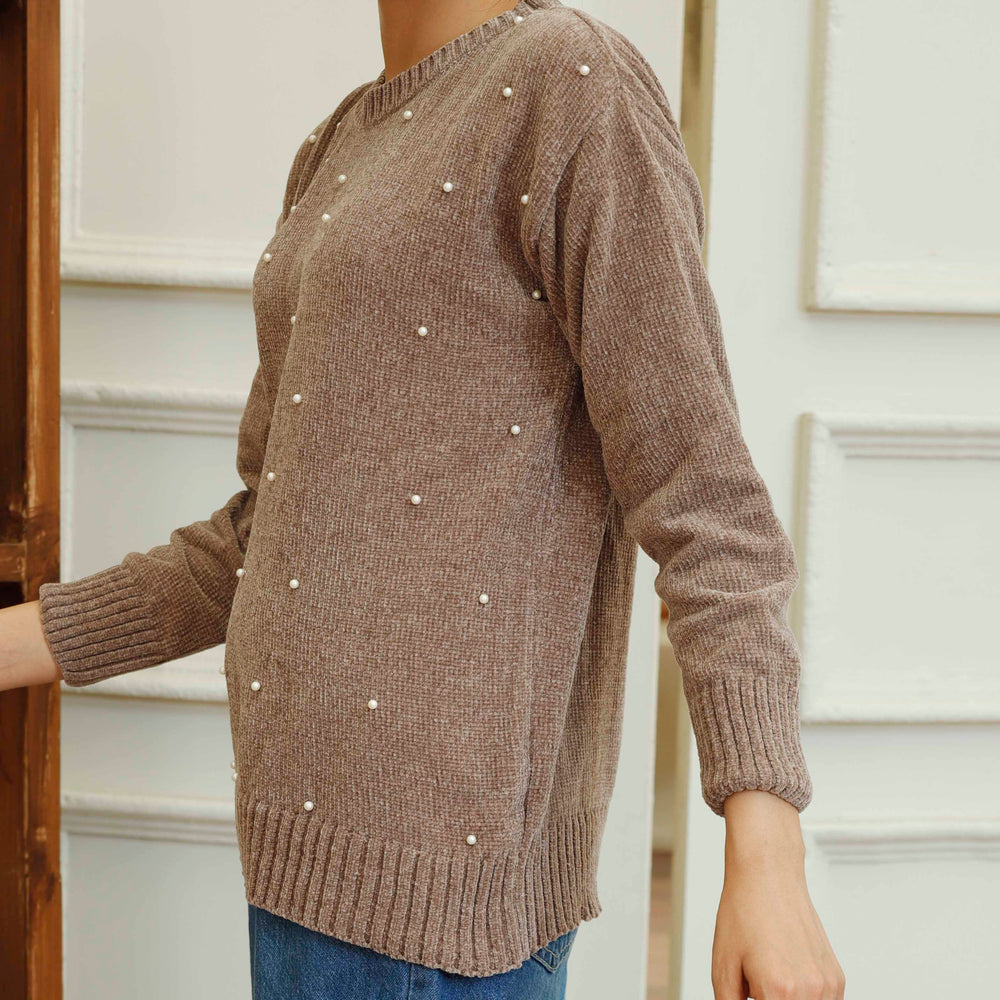 Grey Velvet Thread Winter Sweater PW4826