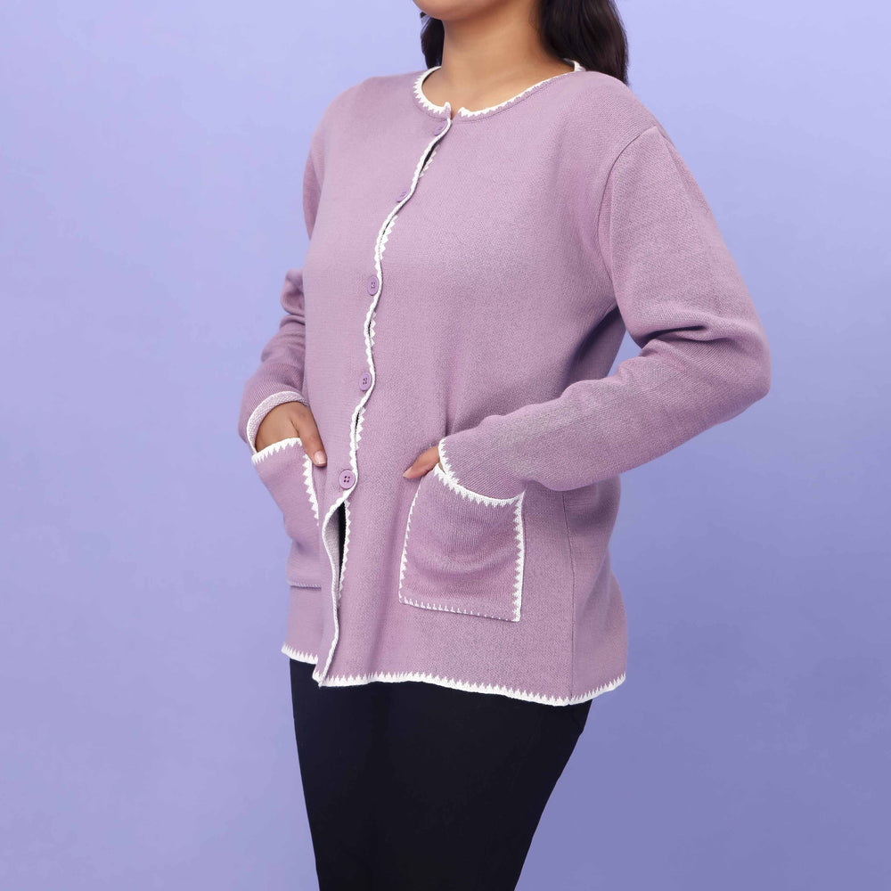 Purple Cotton Thread Winter Sweater PW4833