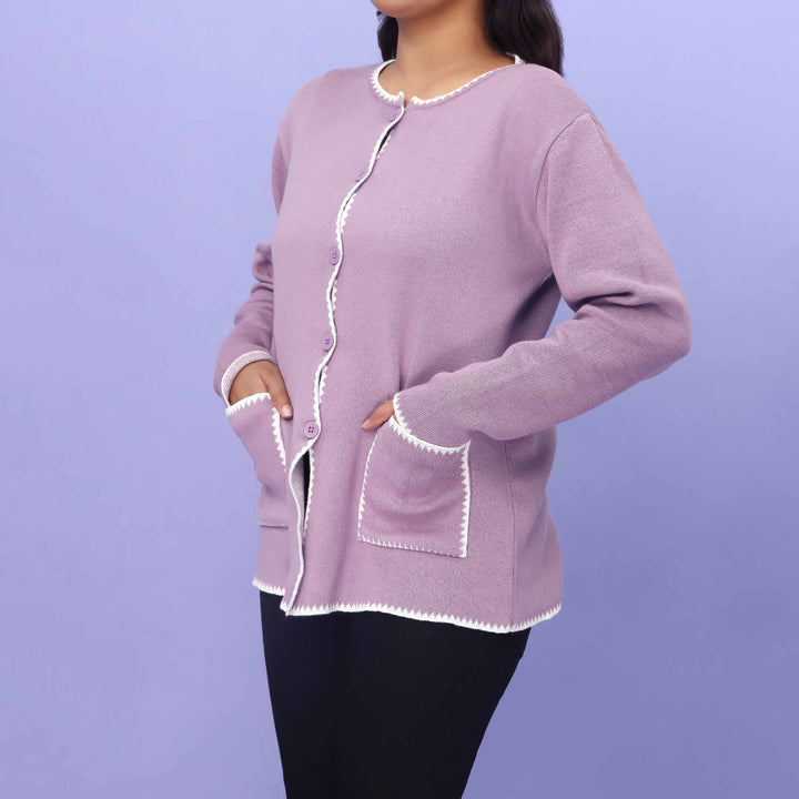 Purple Cotton Thread Winter Sweater PW4833