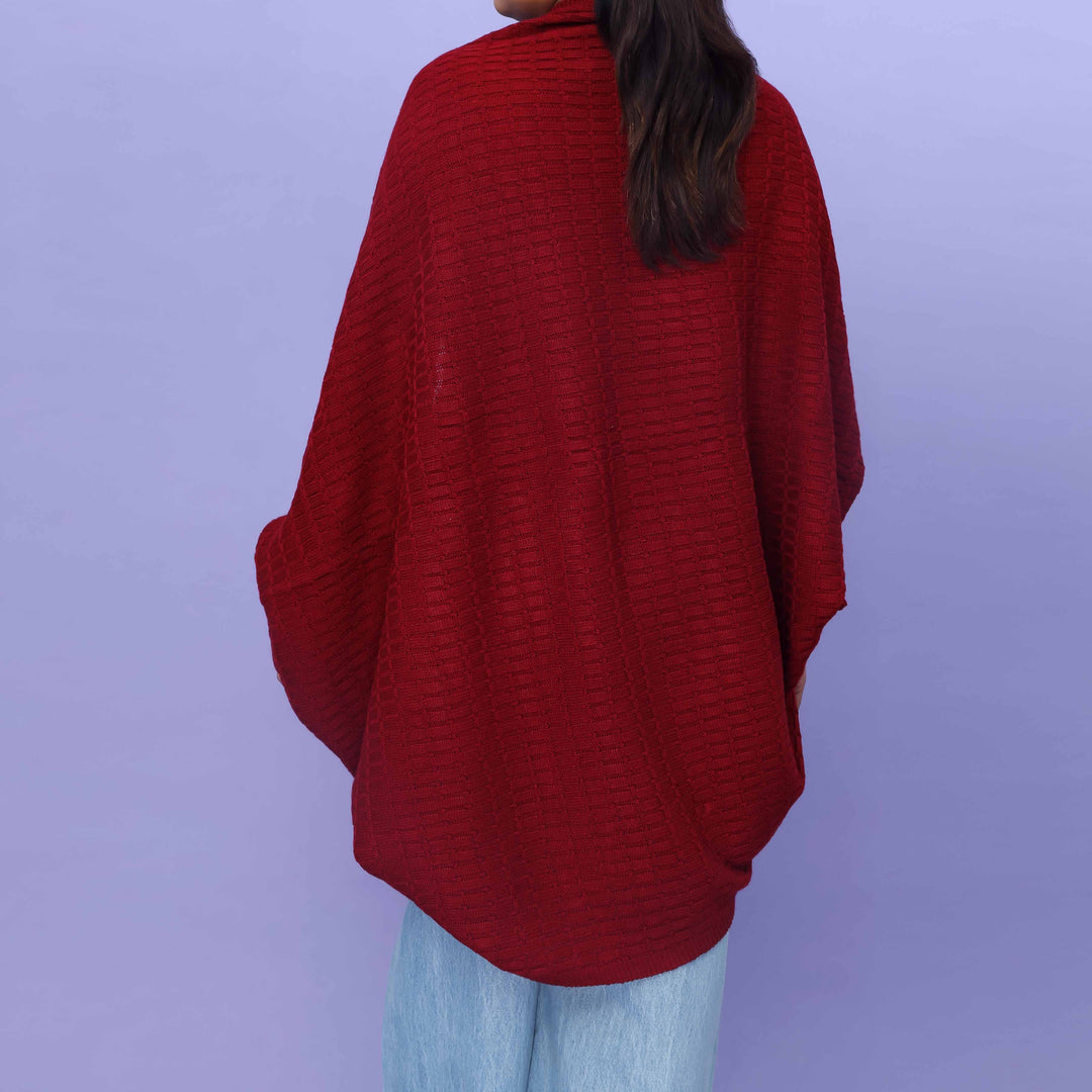 Maroon Acrylic Thread Winter Sweater PW4875