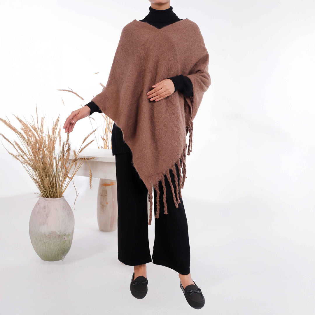 Brown Winter Acrylic Cape Shawl PW4907