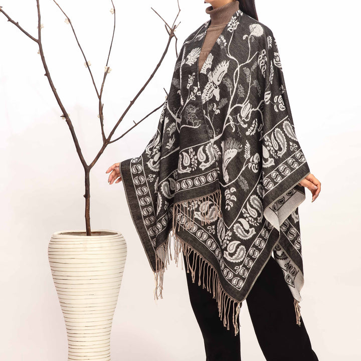 Black Winter Cape Shawl PW4921