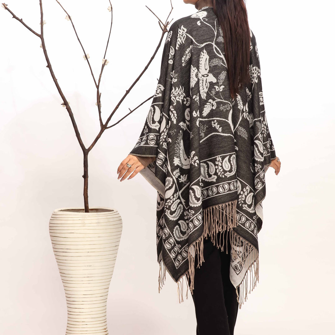 Black Winter Cape Shawl PW4921