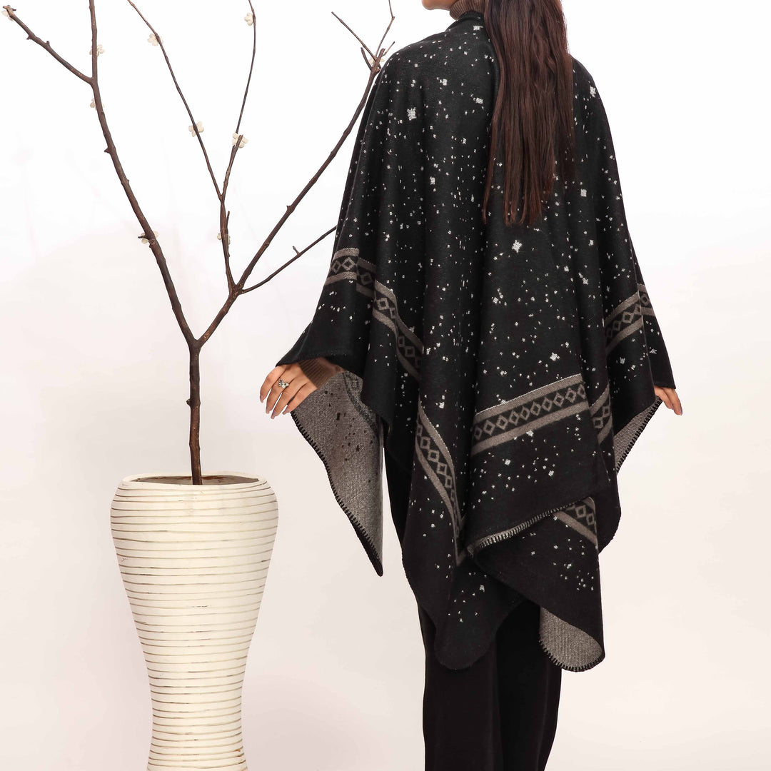 Black Winter Cape Shawl PW4925