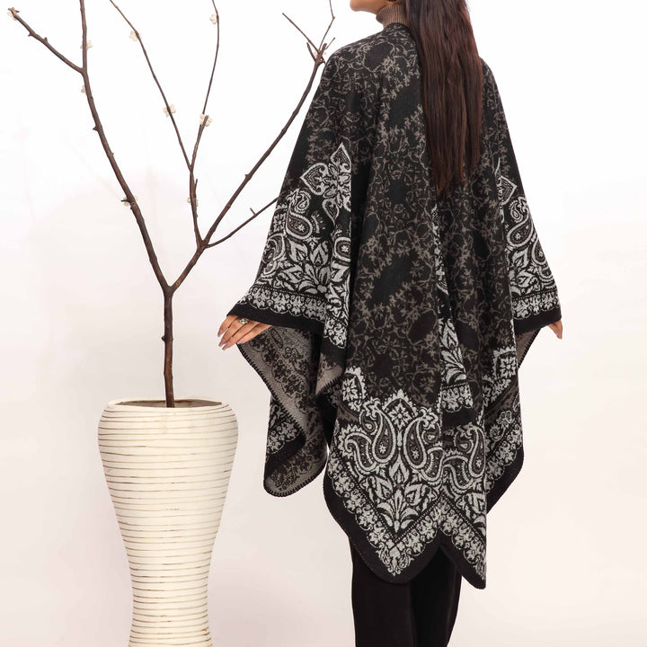 Black Winter Cape Shawl PW4929