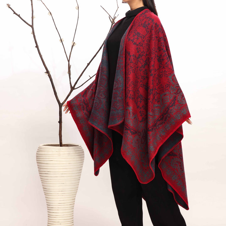 Maroon Winter Cape Shawl PW4931