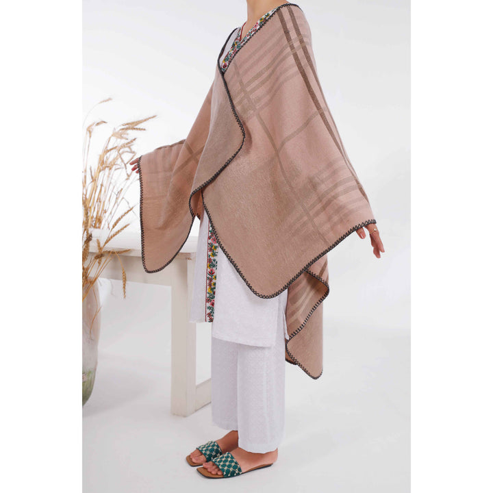 Beige Winter Acrylic Cape Shawl PW4933