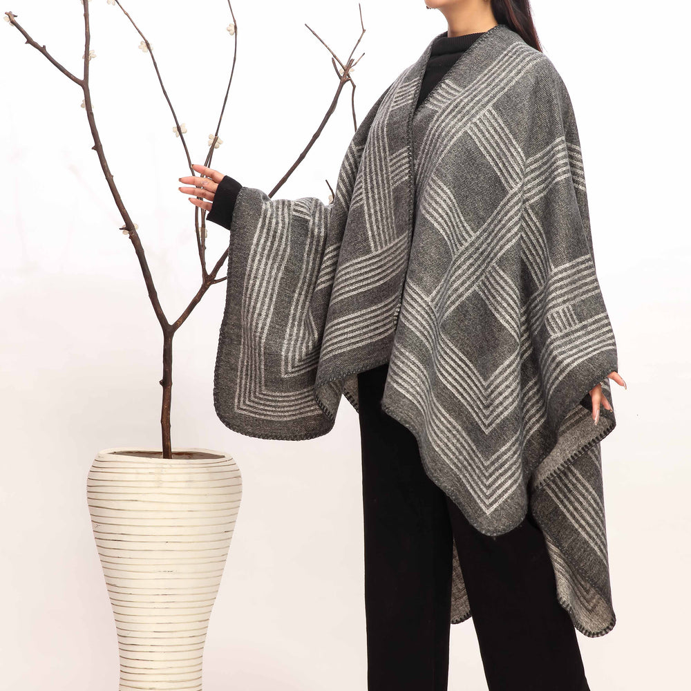 Grey Winter Cape Shawl PW4944