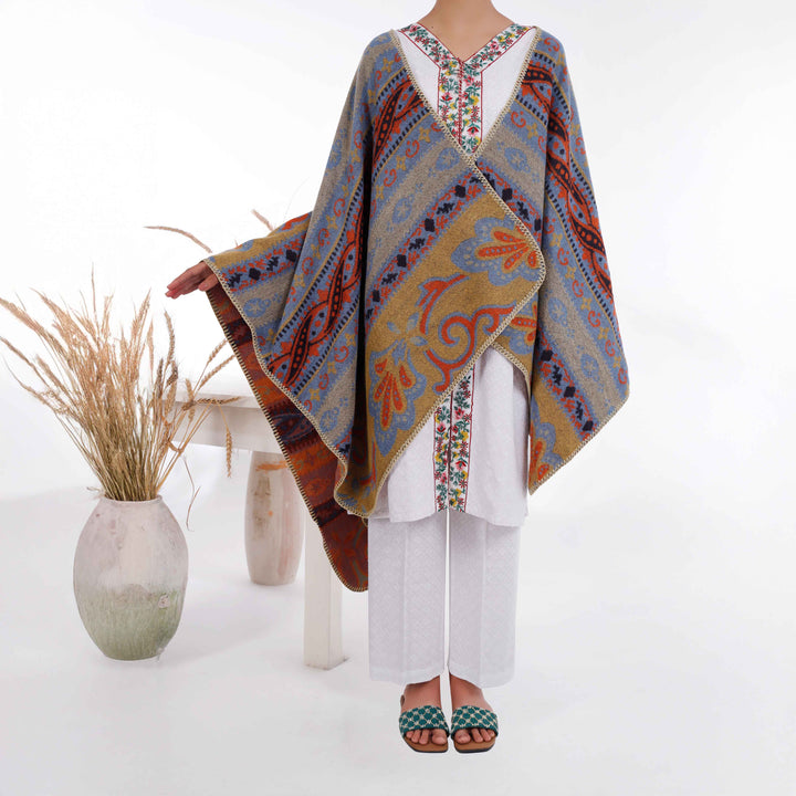 Sky Blue Winter Acrylic Cape Shawl PW4948