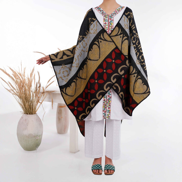 Beige Winter Acrylic Cape Shawl PW4986