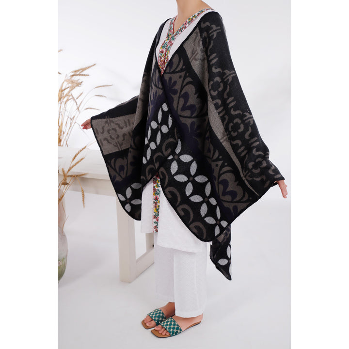 Grey Winter Acrylic Cape Shawl PW4987