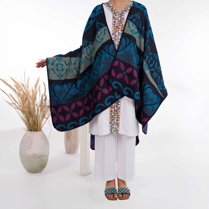 Blue Winter Acrylic Cape Shawl PW4989