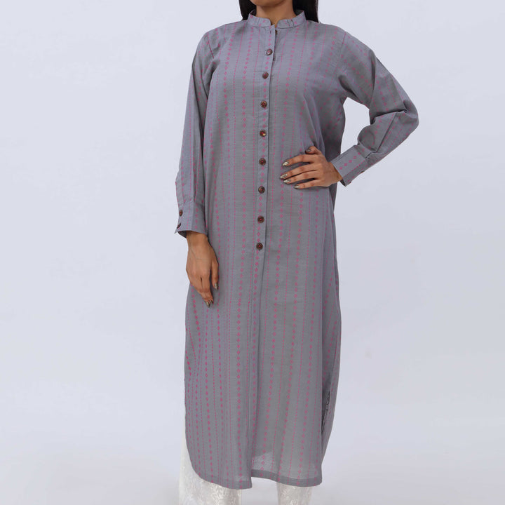 1PC- Slub Khaddar Printed Shirt PW5001