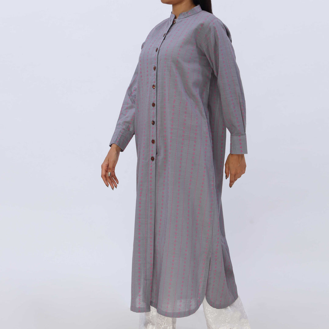 1PC- Slub Khaddar Printed Shirt PW5001