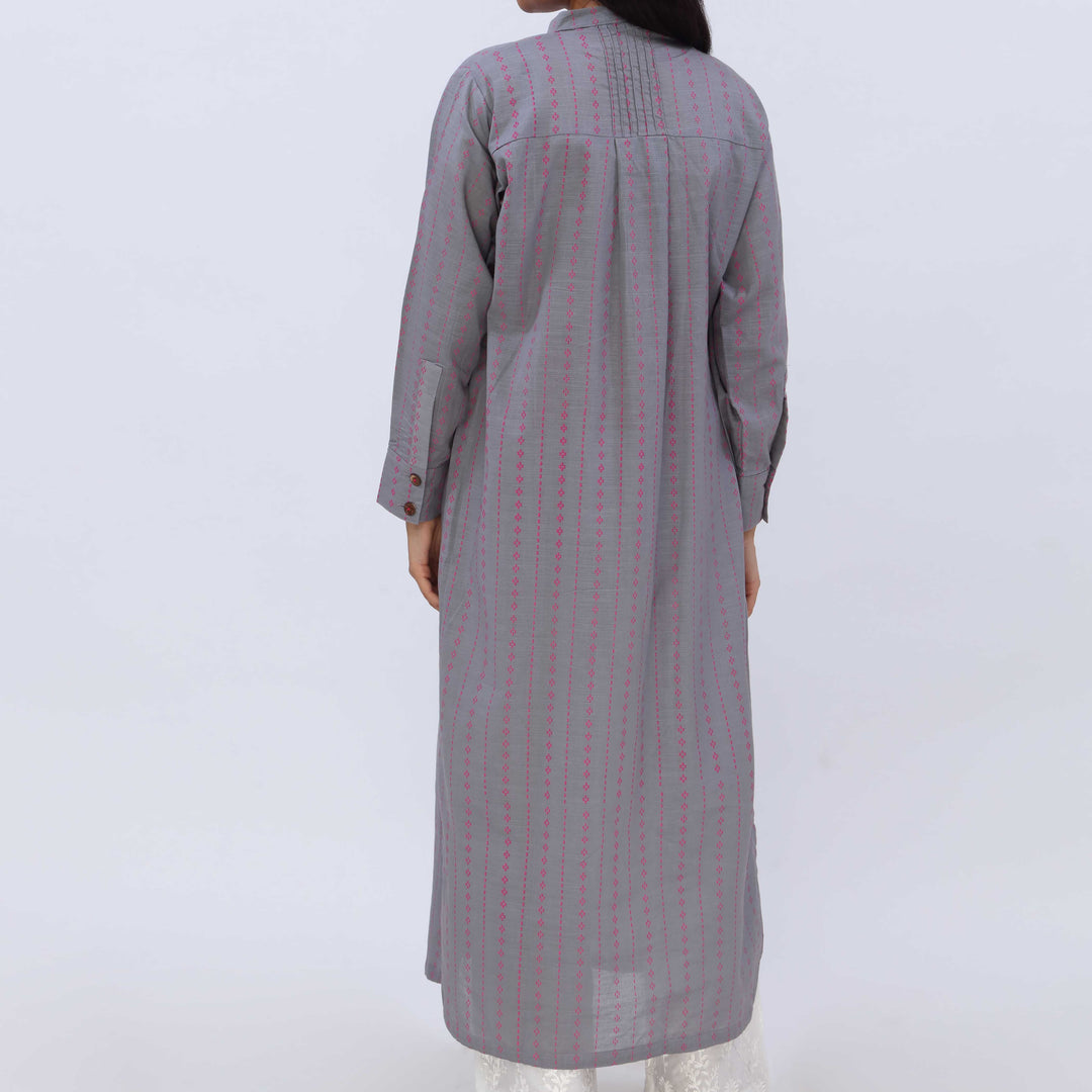 1PC- Slub Khaddar Printed Shirt PW5001