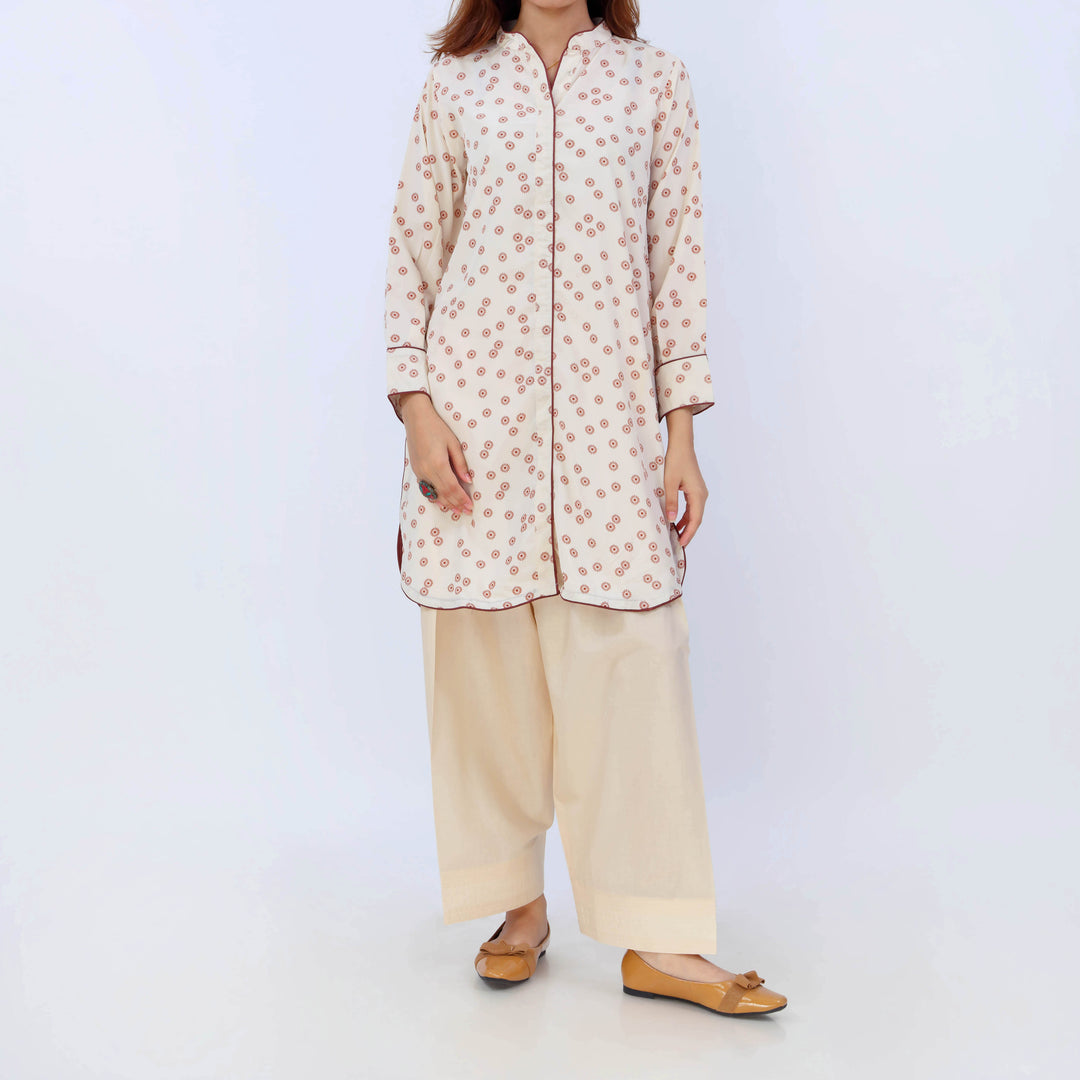 1PC- Printed Grip Silk Shirt With PW5009