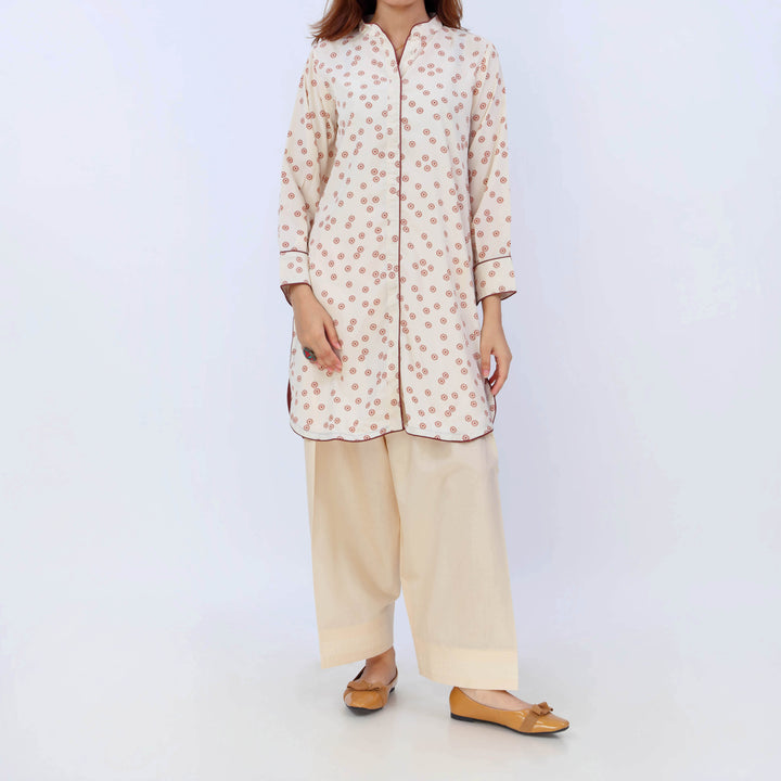 1PC- Printed Grip Silk Shirt With PW5009