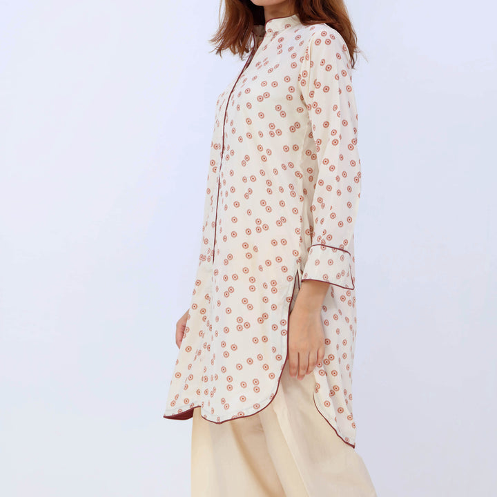 1PC- Printed Grip Silk Shirt With PW5009