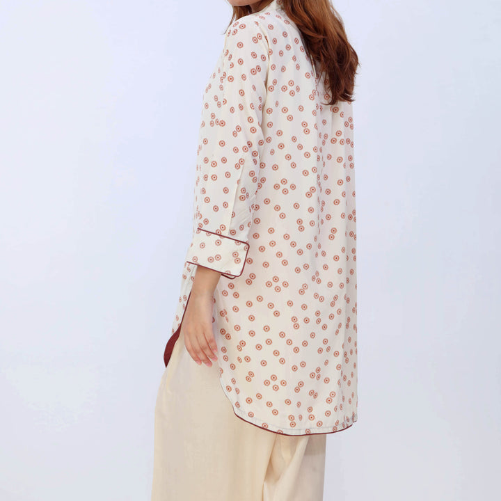 1PC- Printed Grip Silk Shirt With PW5009