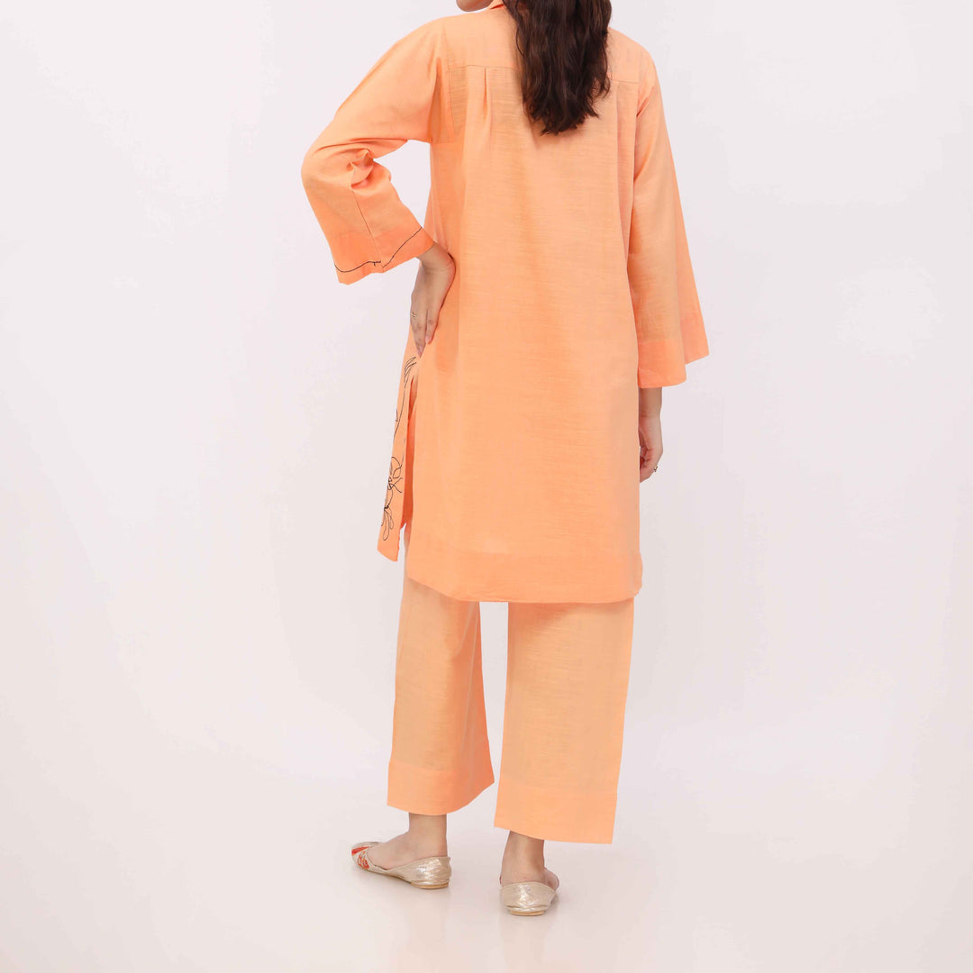 2PC Slub Khadder With Embroidery PW5012