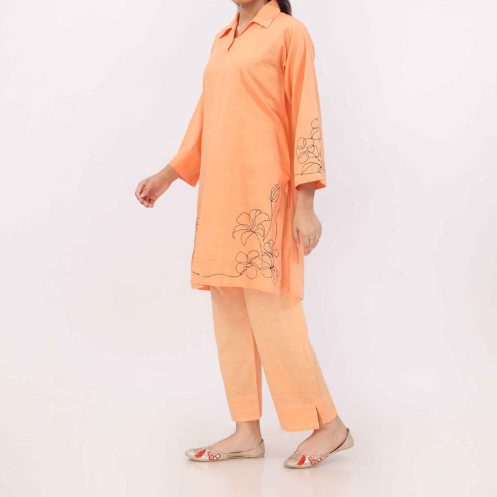 2PC Slub Khadder With Embroidery PW5012