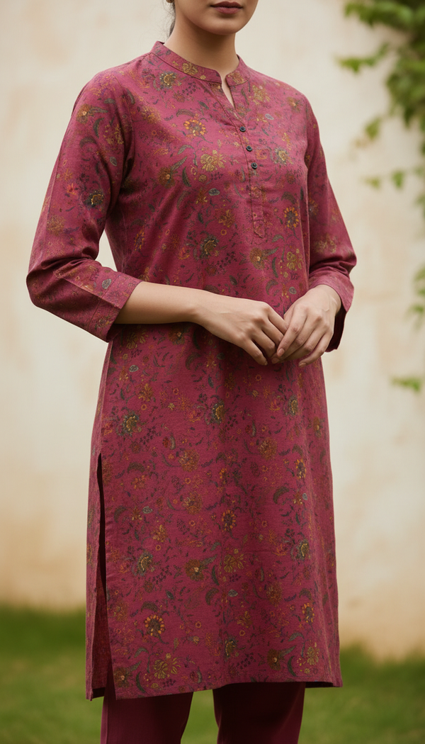 Red Digital Printed Cotton Cambric Shirt PW5023