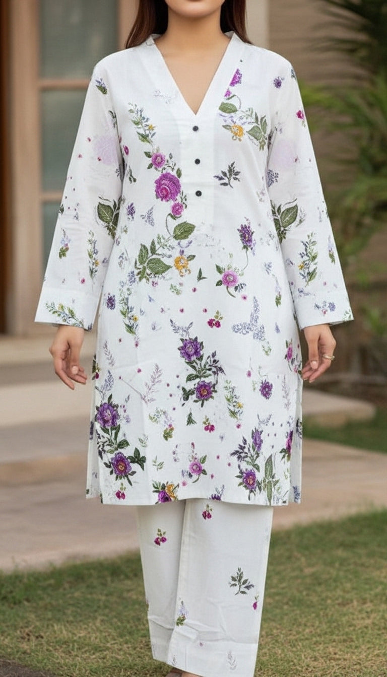 2 PC Digital Printed Cotton Cambric Suit PW5029