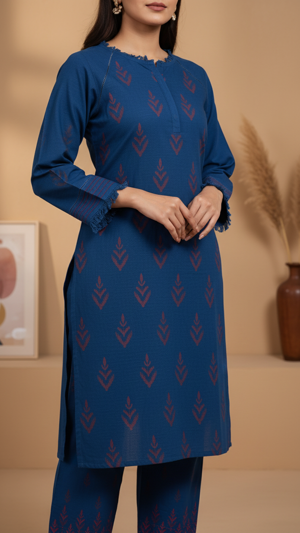 Printed Slub Khaddar shirt PW5040