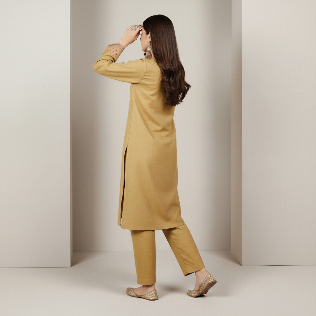 2PC Embroidered Slub Khaddar Suit PW5046