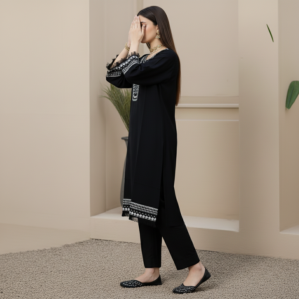 2PC Embroidered Slub Khaddar Suit PW5047