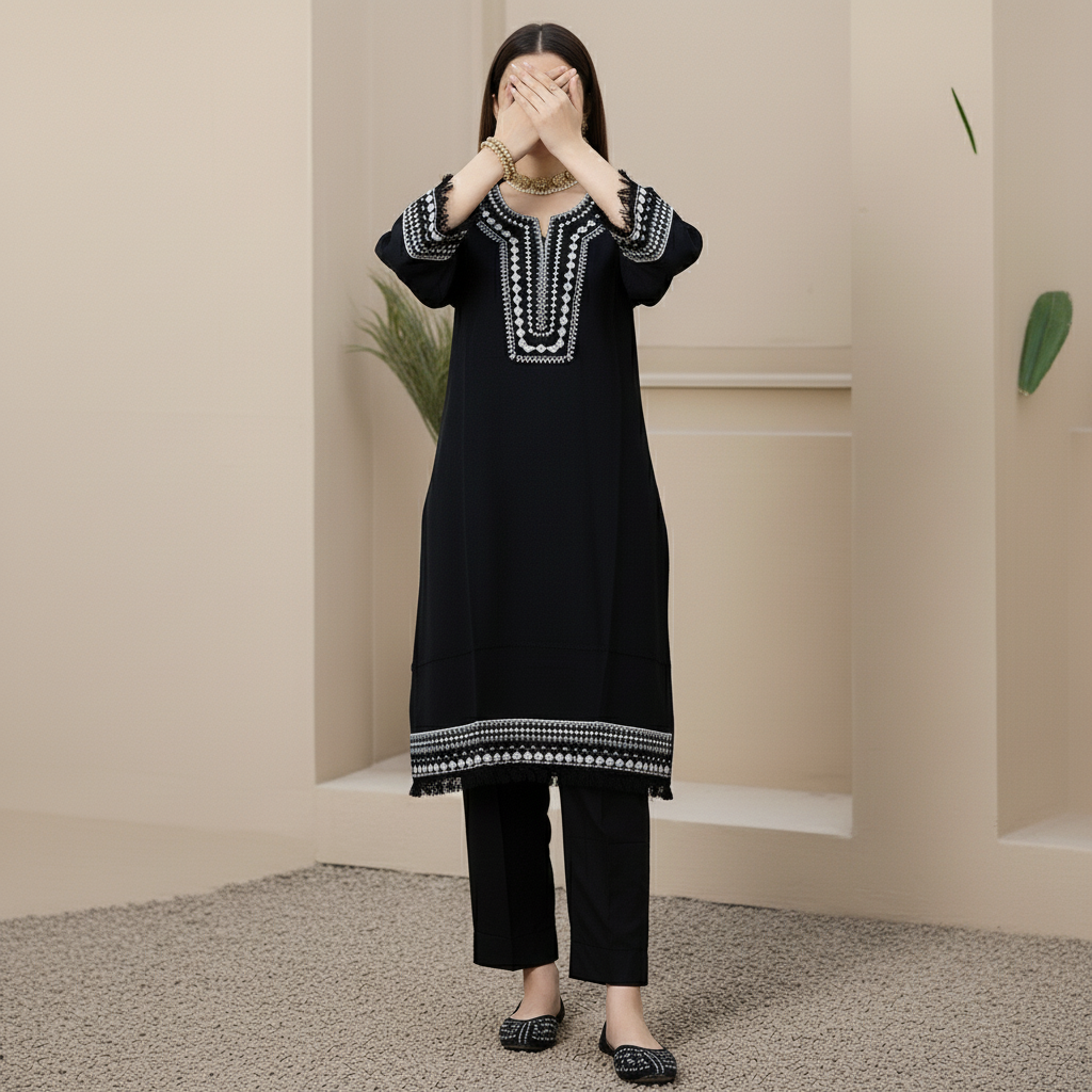 2PC Embroidered Slub Khaddar Suit PW5047