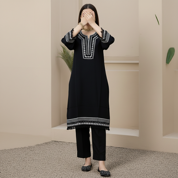 2PC Embroidered Slub Khaddar Suit PW5047